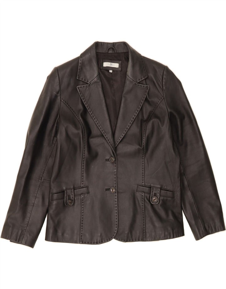 JOANNA HOPE Womens Leather Jacket UK 16 Large Black Leather Vintage Joanna Hope and Second-Hand Joanna Hope from Messina Hembry 