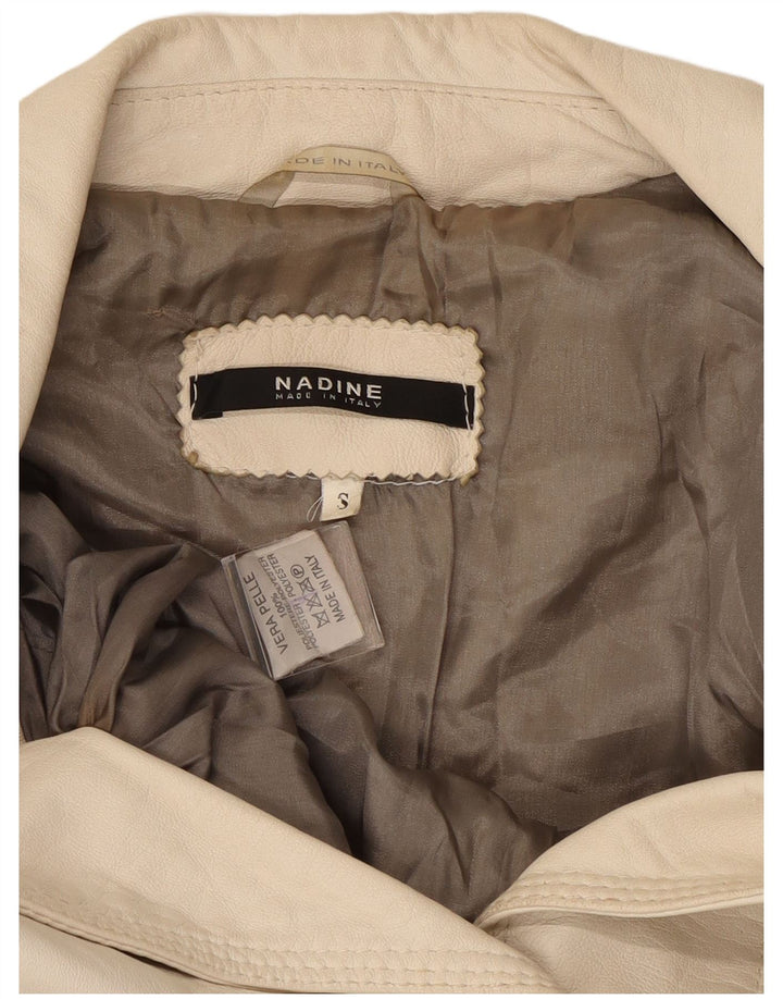 Giacca blazer in pelle da donna a 3 bottoni NADINE UK 10 piccola in pelle bianca