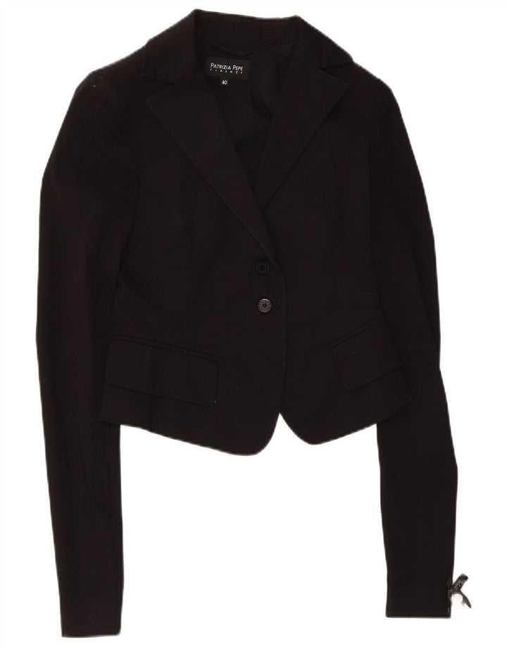 Patrizia Pepe Giacca Blazer Crop 2 Bottoni Donna IT 40 Small Cotone Nero