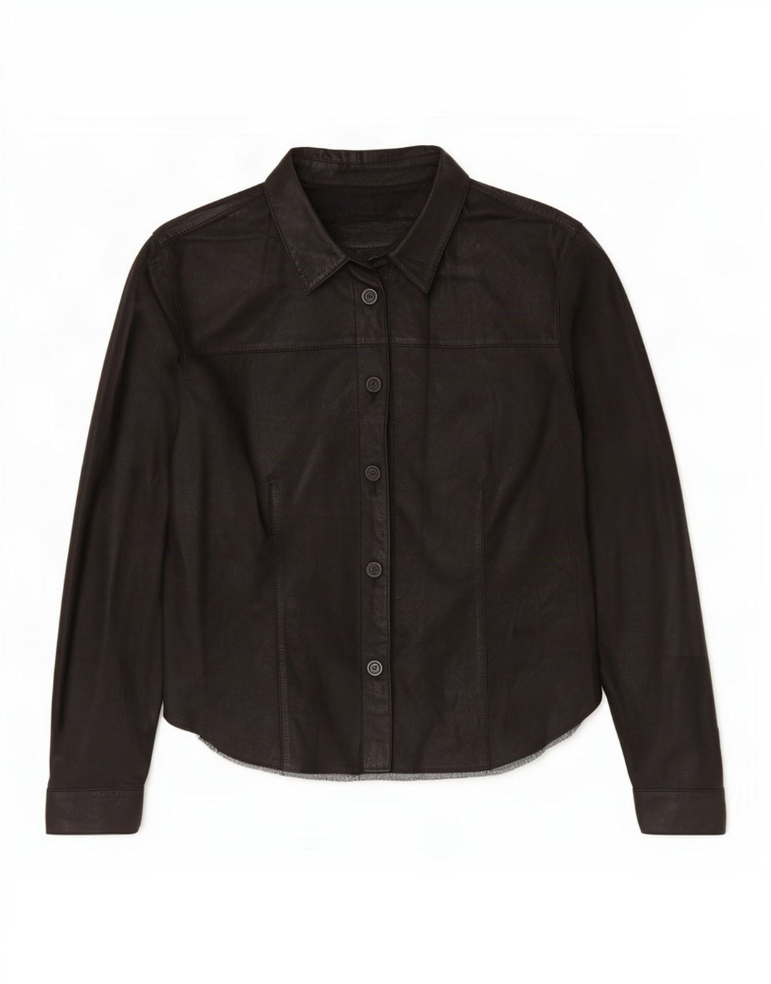 Camicia in pelle vintage da donna IT 50 XL Nera