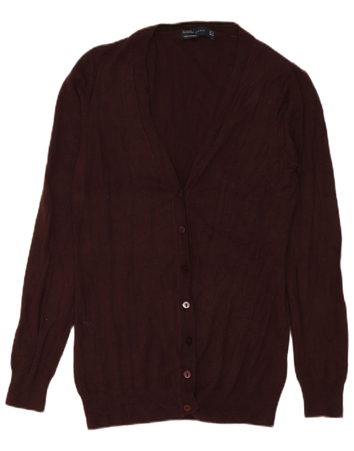Maglione cardigan da donna Zara UK 12 Viscosa marrone medio