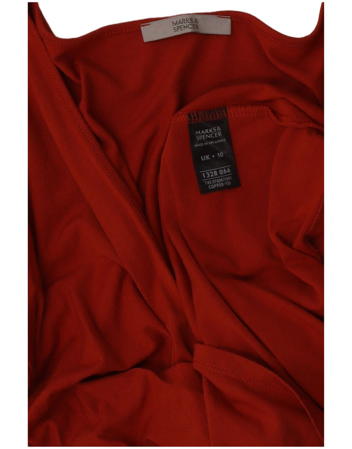 Abito a trapezio con maniche a 3/4 da donna Marks & Spencer UK 10 piccolo poliestere rosso