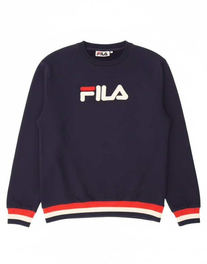 Felpa grafica da uomo Fila, maglione medio, cotone blu navy