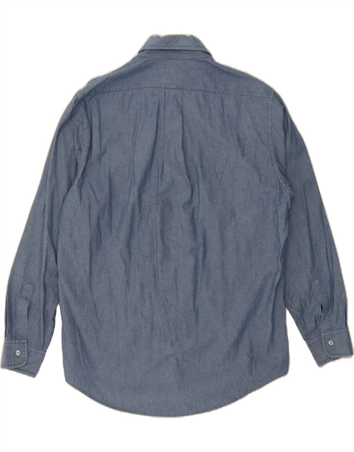 TRUSSARDI Mens Shirt Medium Blue Cotton Vintage Trussardi and Second-Hand Trussardi from Messina Hembry 