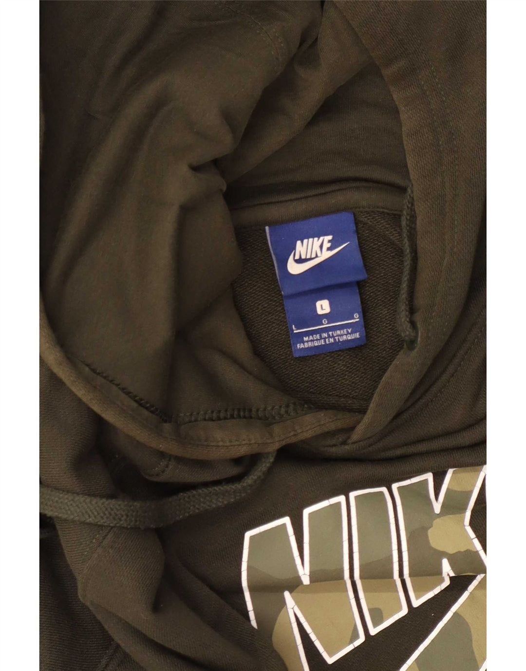 Felpa con cappuccio grafica Nike da uomo grande color kaki