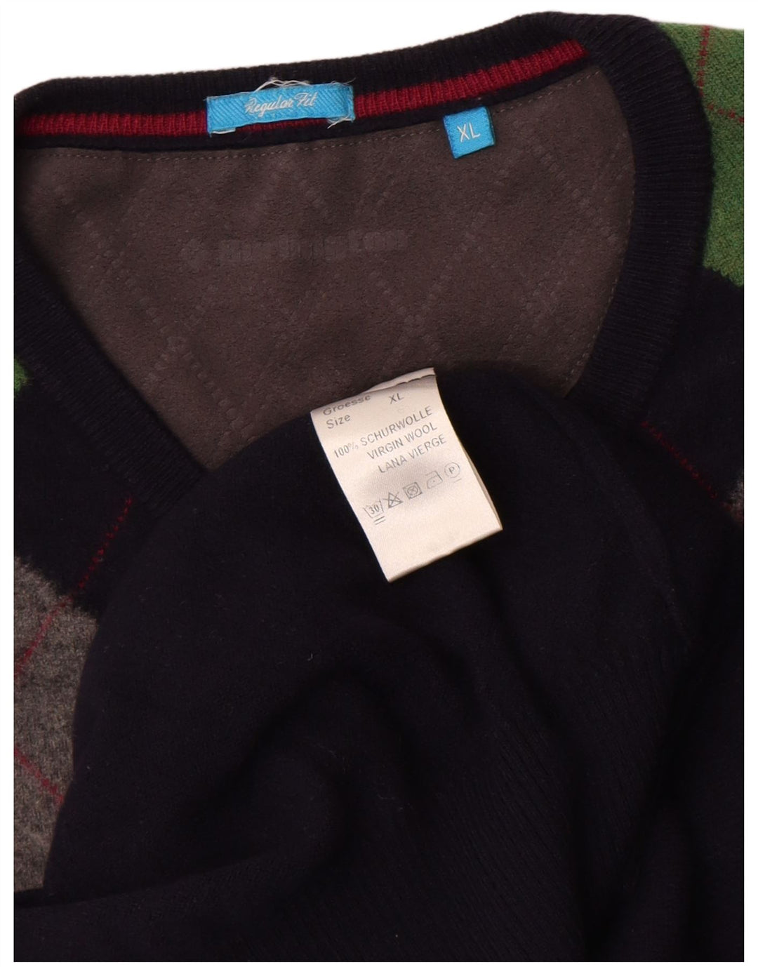 Burlington Maglione da uomo con scollo a V XL Blu navy Argyle/Diamante