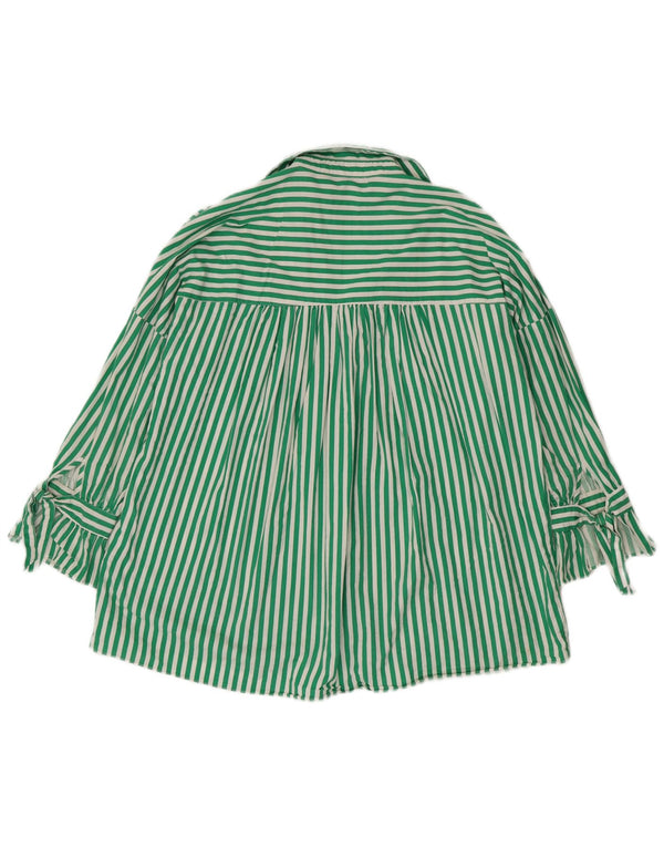 Camicetta oversize da donna Zara con maniche a 3/4 UK 18 XL Cotone gessato verde