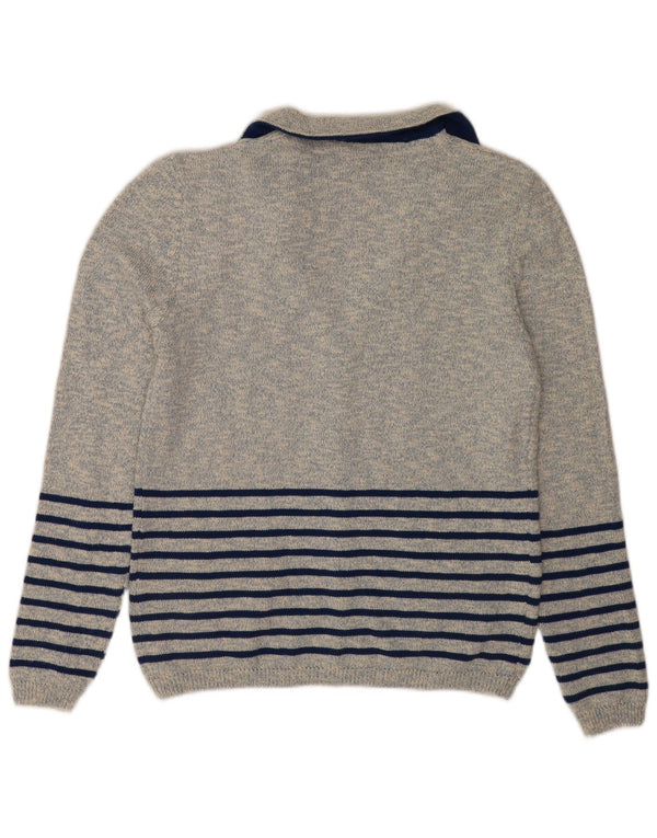 Maglione cardigan da donna Primo Emporio UK 12 Cotone a righe blu medio