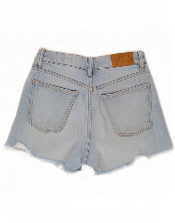 Zara Womens Distressed Denim Shorts EU 34 2XS W24 Blue