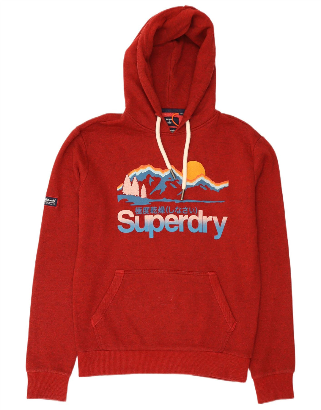 Maglione con cappuccio grafico da uomo Superdry piccolo in cotone rosso