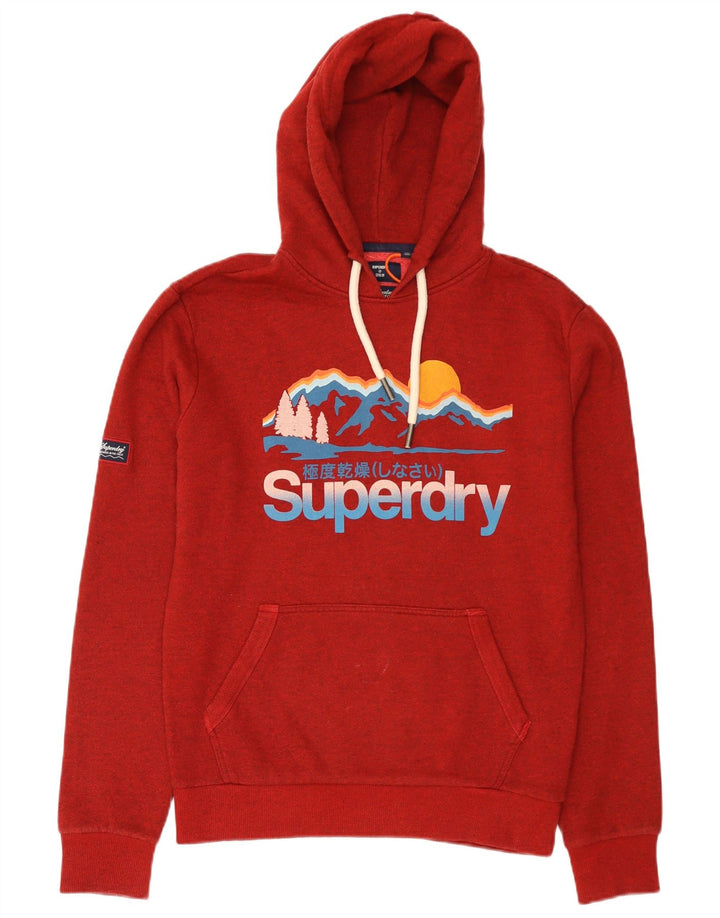 Maglione con cappuccio grafico da uomo Superdry piccolo in cotone rosso