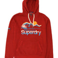 Maglione con cappuccio grafico da uomo Superdry piccolo in cotone rosso