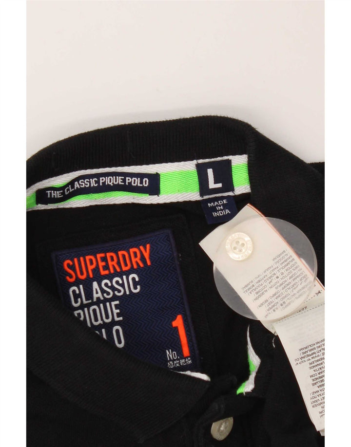 Polo da uomo Superdry grande in cotone nero