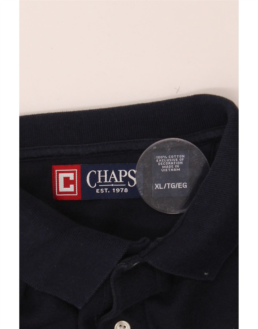 CHAPS Mens Polo Shirt XL Navy Blue Cotton Vintage Chaps and Second-Hand Chaps from Messina Hembry 