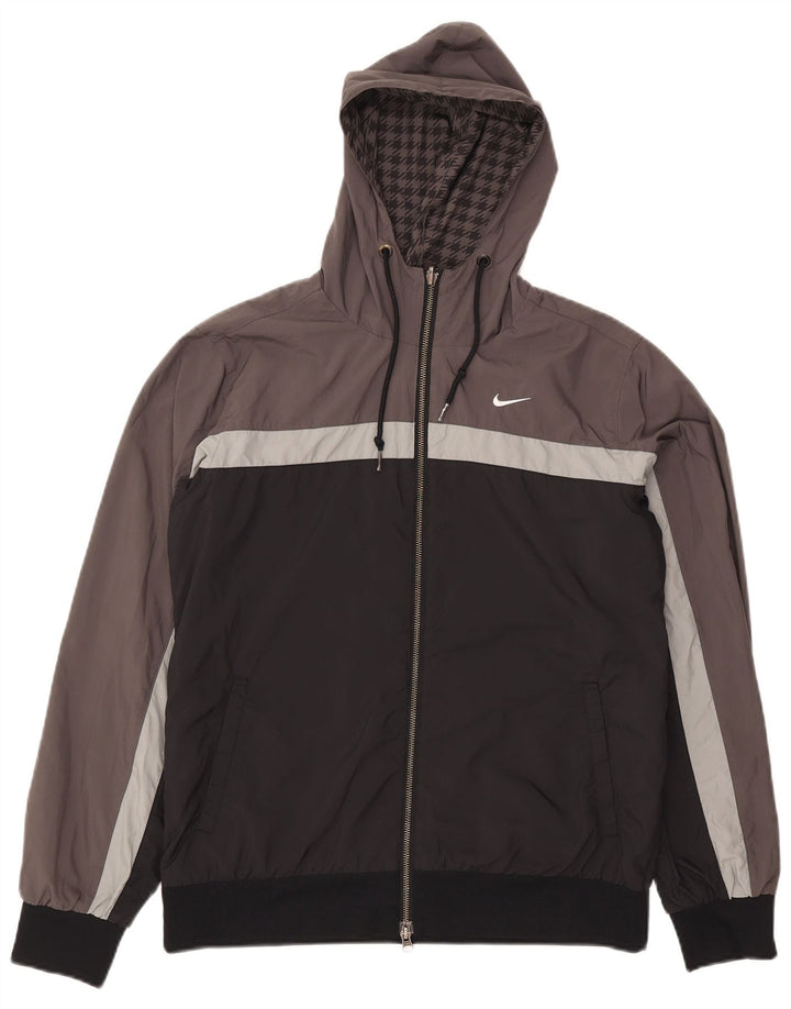 Giacca reversibile con cappuccio Nike da uomo UK 38/40 pied de poule grigio medio