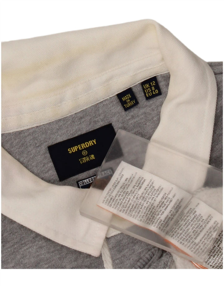 Felpa da donna oversize con collo a polo Superdry, maglione UK 12, grigio medio