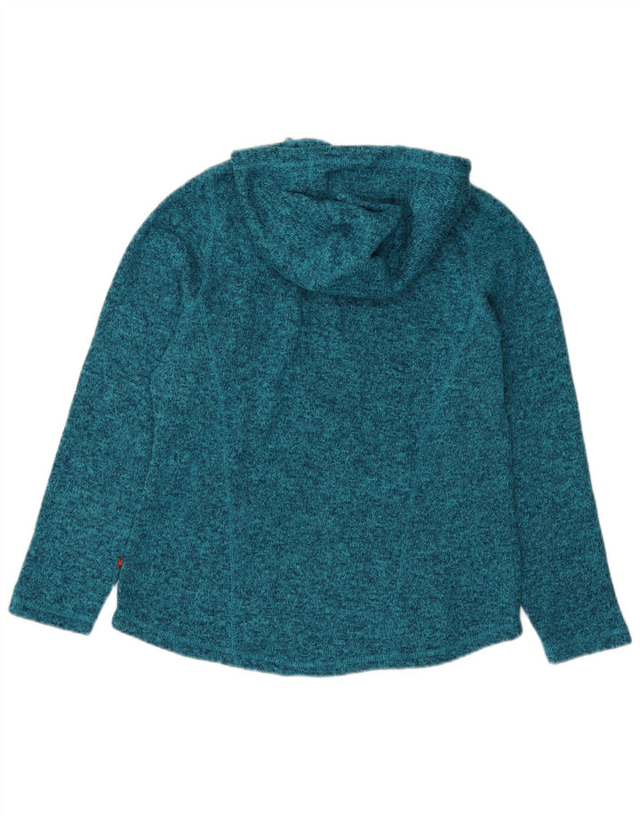 DICKIES Womens Zip Hoodie Sweater UK 12 Medium Blue Flecked Polyester