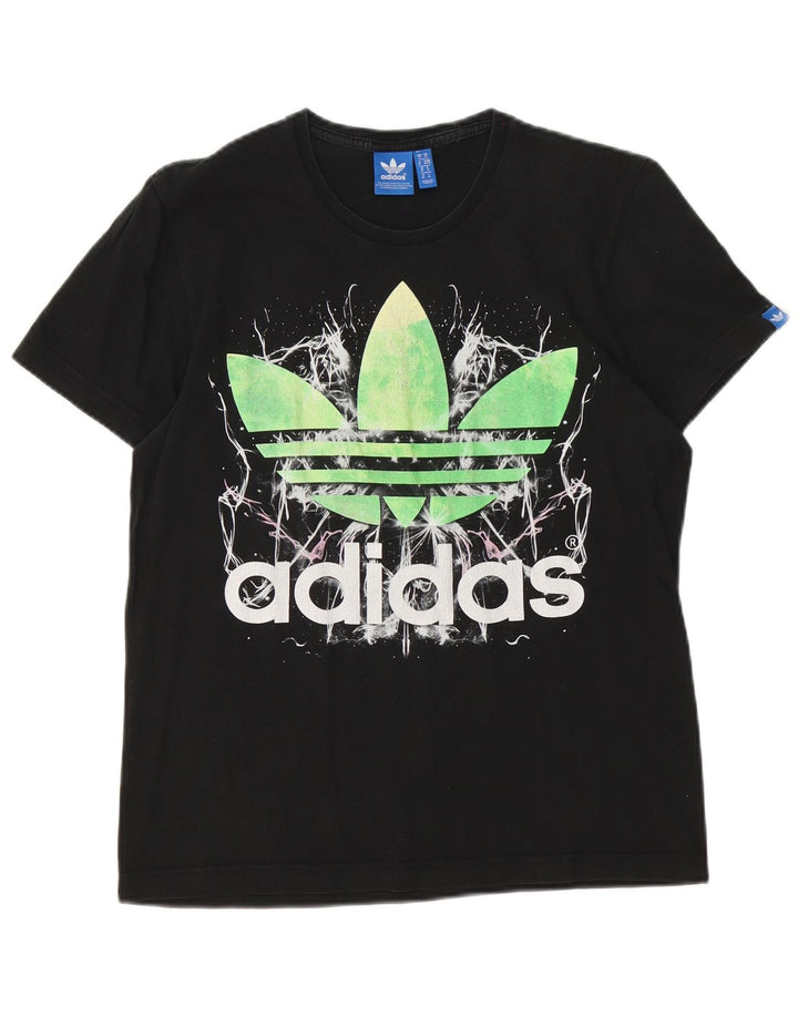 T-shirt grafica da uomo Adidas Top in cotone nero medio