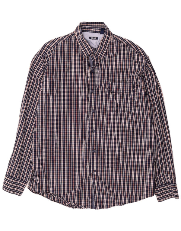 Camicia da uomo IZOD XL in cotone a quadri blu navy