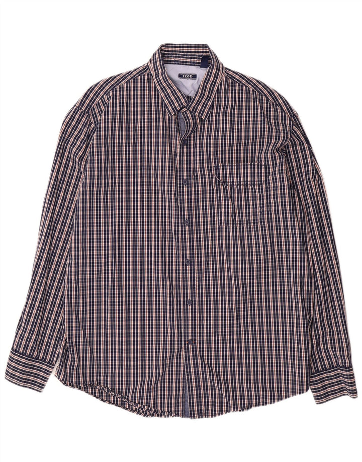 Camicia da uomo IZOD XL in cotone a quadri blu navy