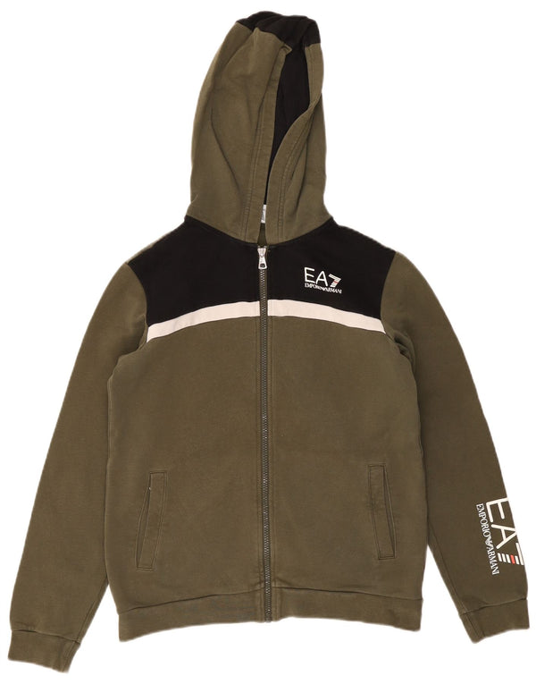 Felpa con cappuccio e zip per ragazzi Emporio Armani 13-14 anni color kaki