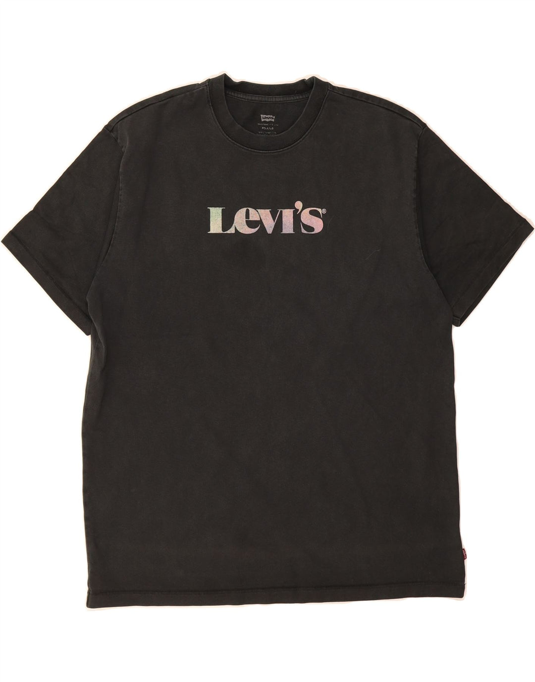 LEVI'S Mens Relaxed Fit Graphic T-Shirt Top Medium Black Cotton Vintage Levi's and Second-Hand Levi's from Messina Hembry 