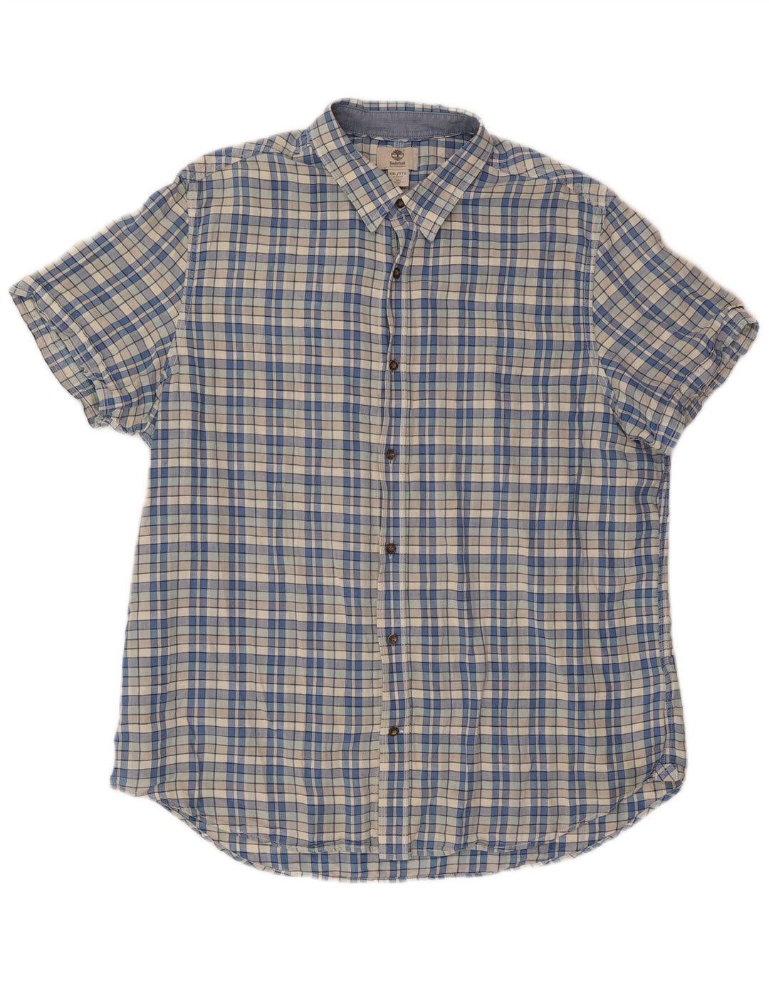 Camicia a maniche corte slim fit da uomo Timberland Earthkeepers 2XL a quadri blu