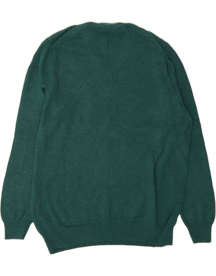 MARKS & SPENCER Mens V-Neck Jumper Sweater XL Green Lambswool Vintage Marks & Spencer and Second-Hand Marks & Spencer from Messina Hembry 