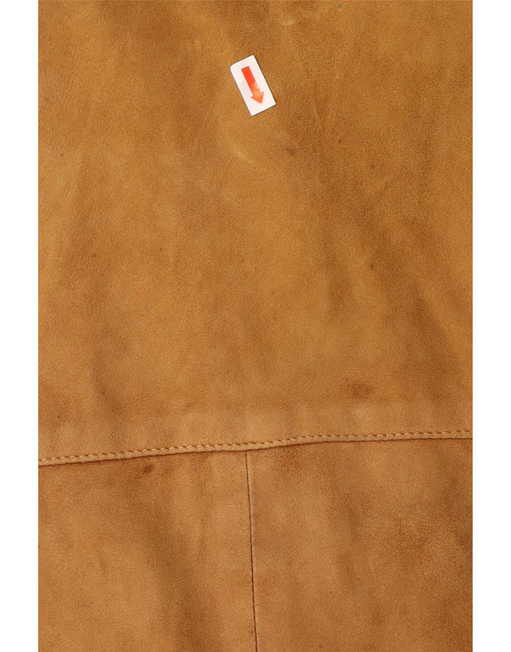Giacca bomber scamosciata da donna vintage UK 12 in pelle marrone medio