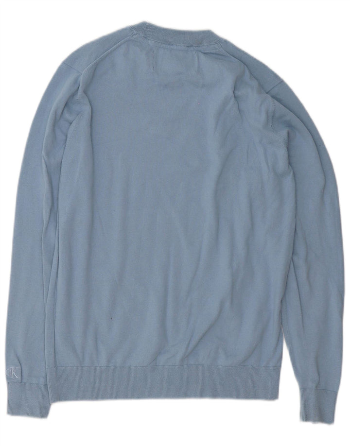 Maglione maglione girocollo da uomo Calvin Klein Jeans piccolo cotone blu