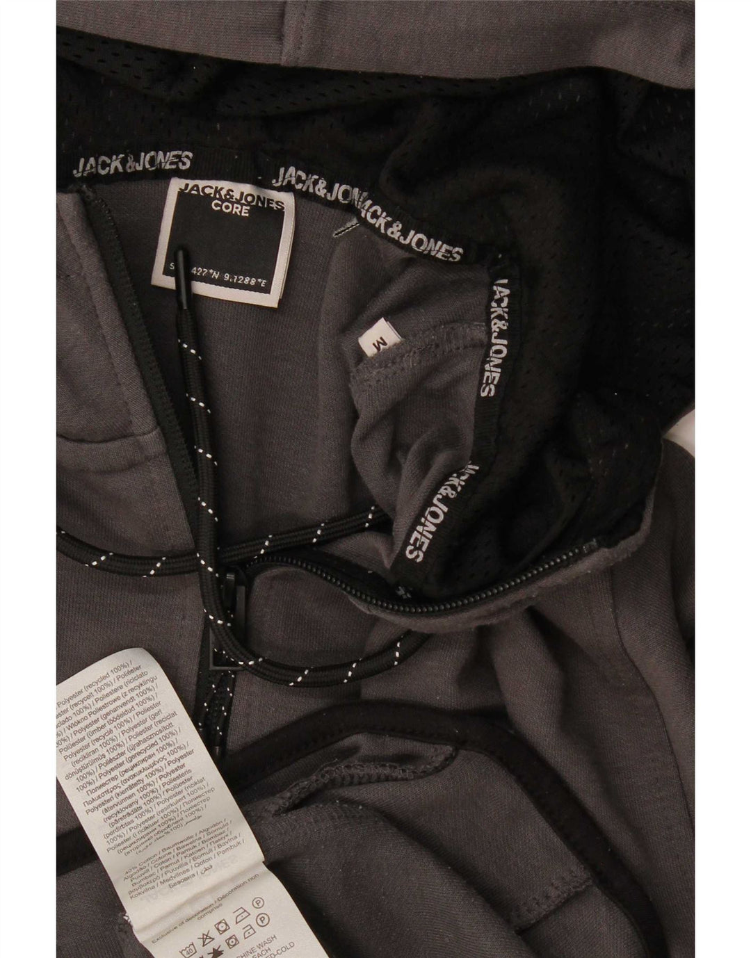 Maglione con cappuccio e zip da uomo Jack & Jones in poliestere grigio medio