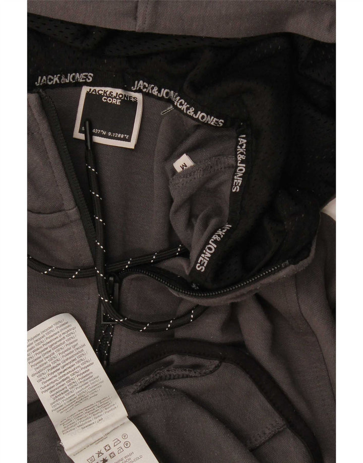 Maglione con cappuccio e zip da uomo Jack & Jones in poliestere grigio medio