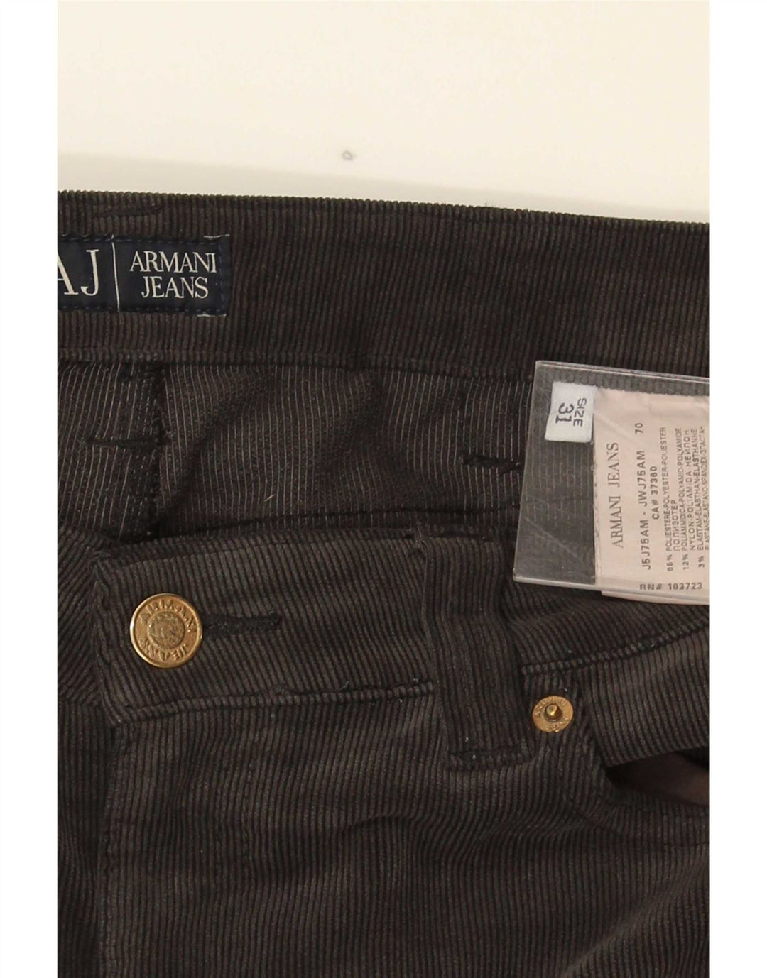 Pantaloni dritti in velluto a coste da donna Armani W31 L34 poliestere grigio