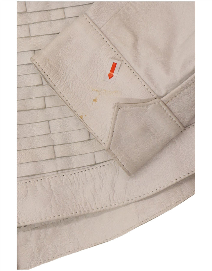 Giacca in pelle bomber vintage da donna UK 16 grande in pelle grigia