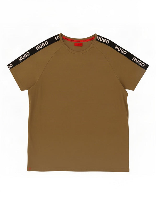 Hugo Boss Mens Graphic T-Shirt Top XL Khaki Colourblock Cotton