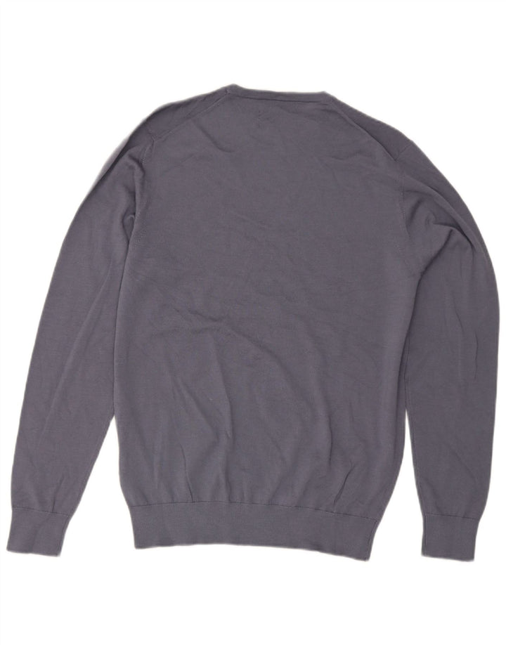 Maglione maglione girocollo da uomo Marks & Spencer in lana blu medio