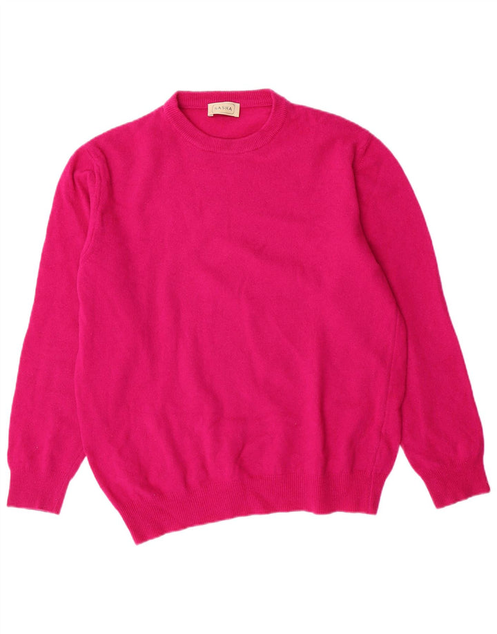 Maglione maglione girocollo da donna SASHA UK 14 grande lana rosa