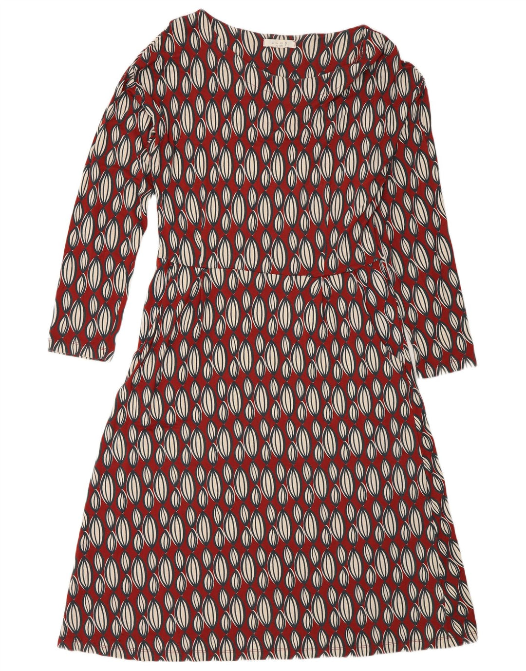 Abito a trapezio a maniche lunghe da donna di White Stuff UK 12 Rosso medio geometrico
