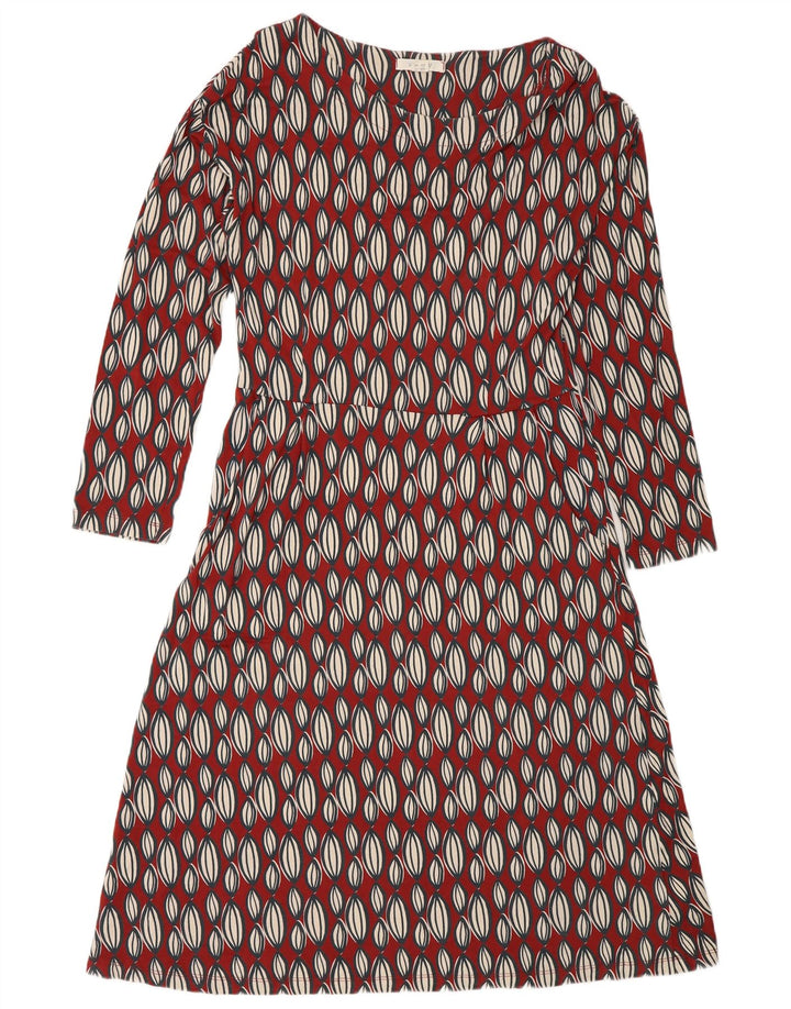 Abito a trapezio a maniche lunghe da donna di White Stuff UK 12 Rosso medio geometrico