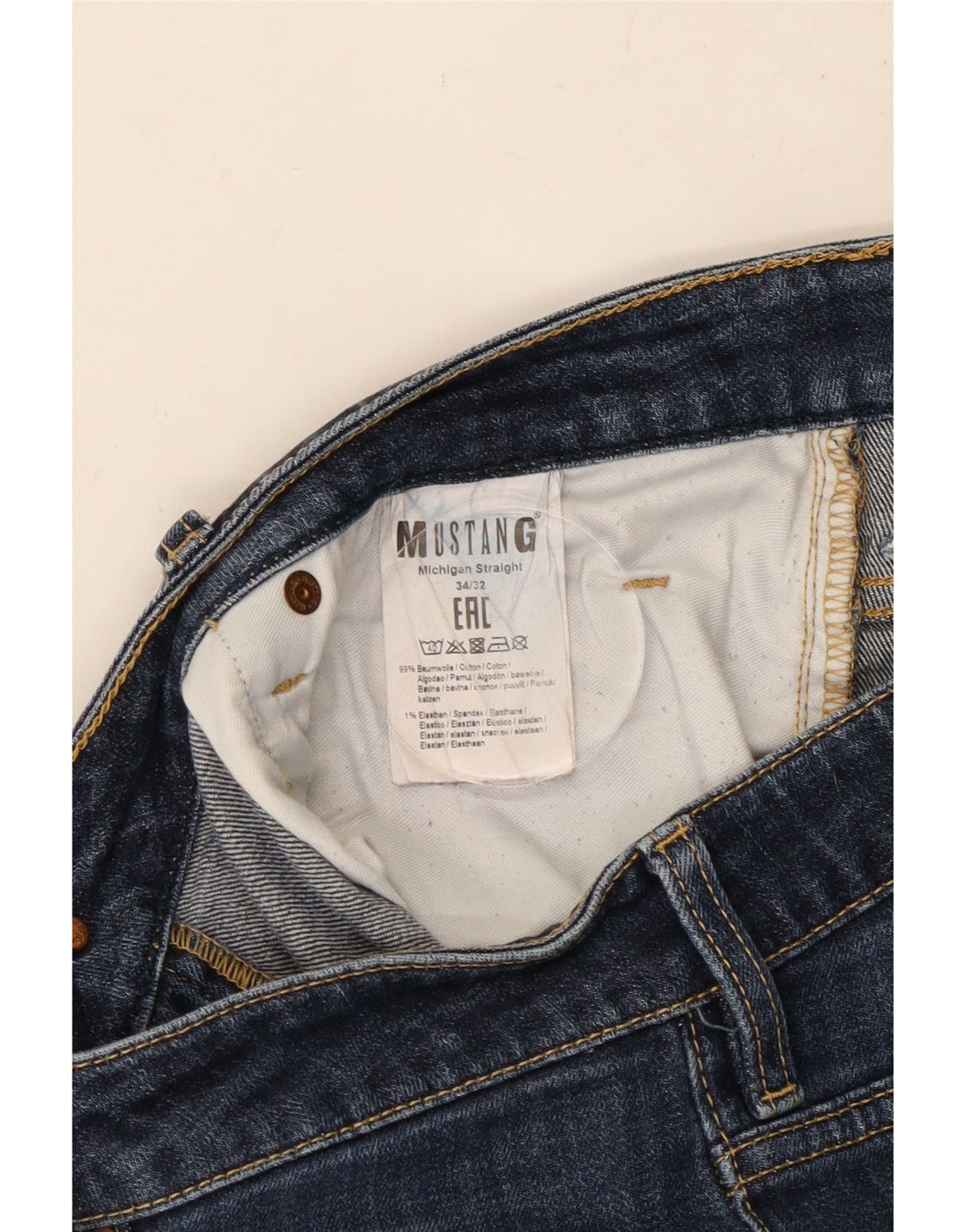 Mustang Jeans dritti da uomo W34 L30 cotone blu navy