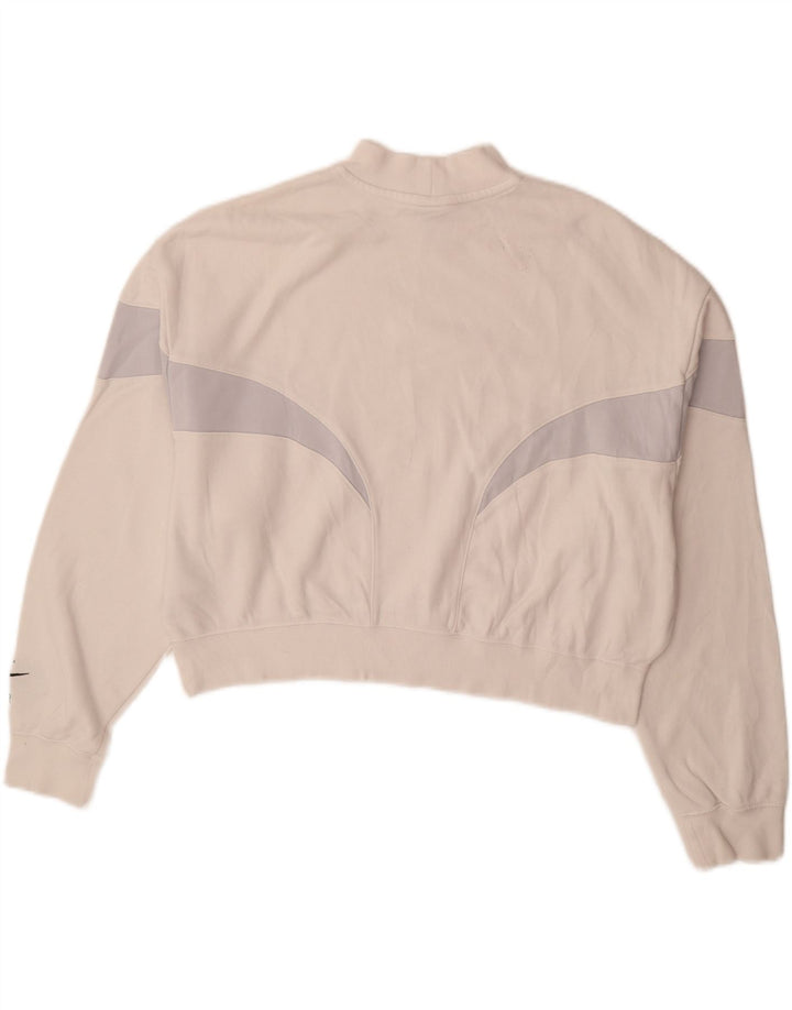 Felpa corta oversize da donna Nike, maglione UK 14, blocco colore bianco medio