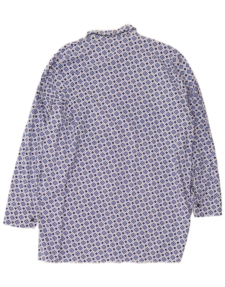 Camicia da uomo vintage taglia 42 grande blu geometrica