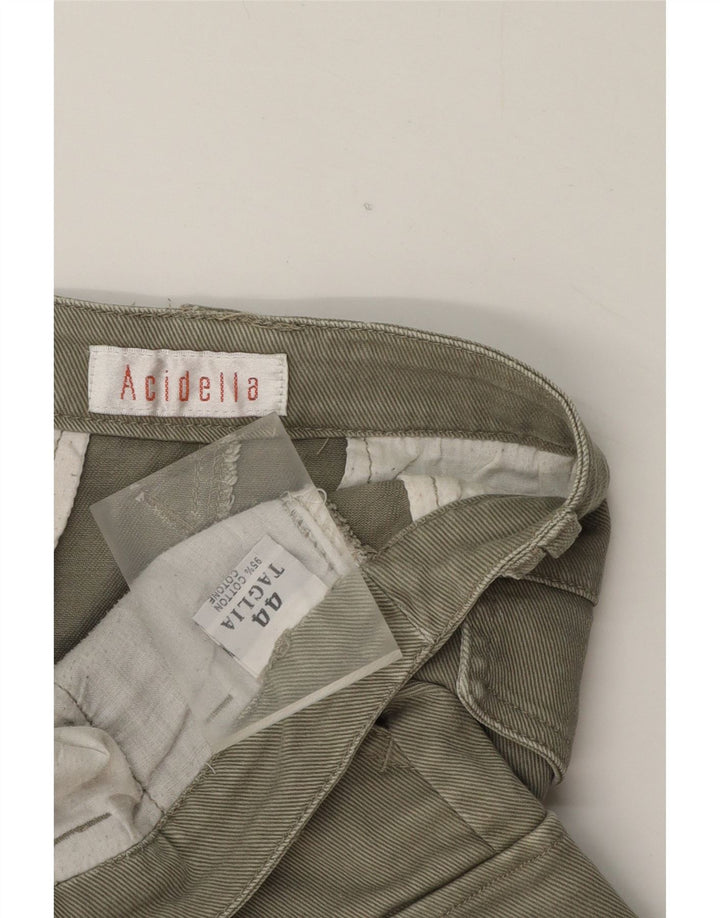 Gonna mini cargo da donna vintage IT 44 media W30 cotone a righe kaki