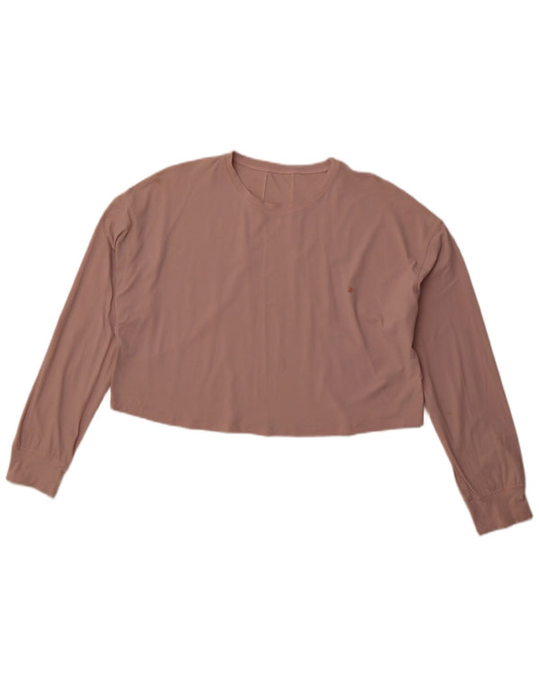 LULULEMON Top corto da donna a maniche lunghe vestibilità ampia UK 14 Rosa medio