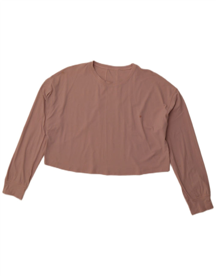 LULULEMON Top corto da donna a maniche lunghe vestibilità ampia UK 14 Rosa medio