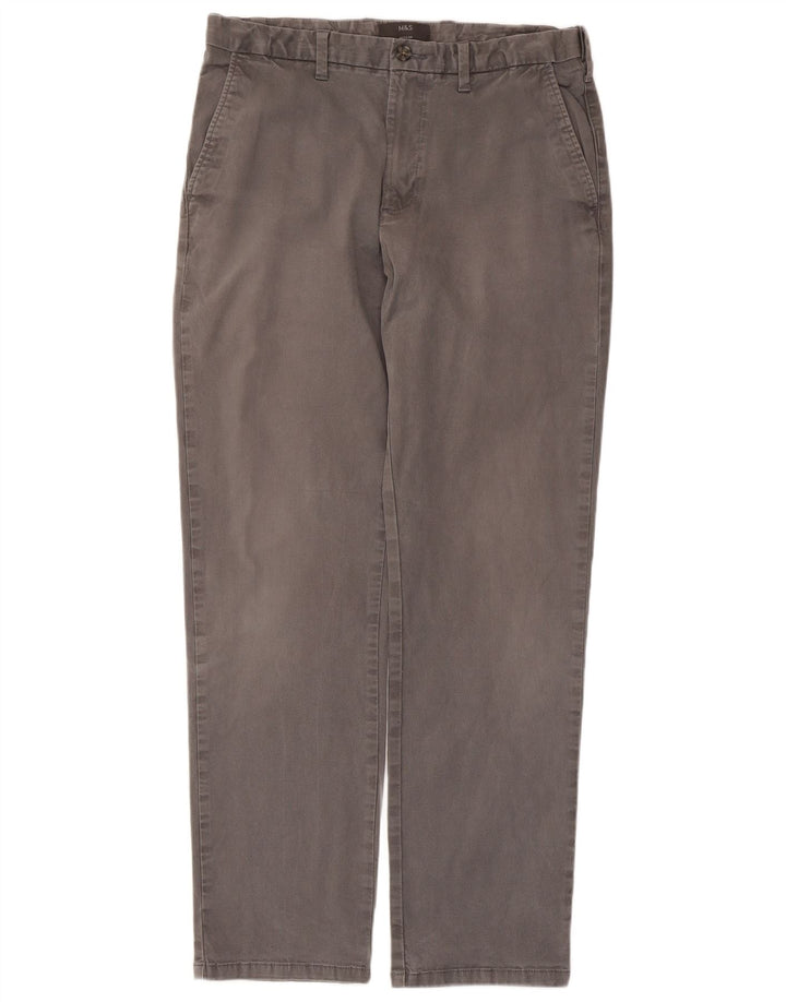Pantaloni chino regolari da uomo Marks & Spencer W34 L31 cotone grigio