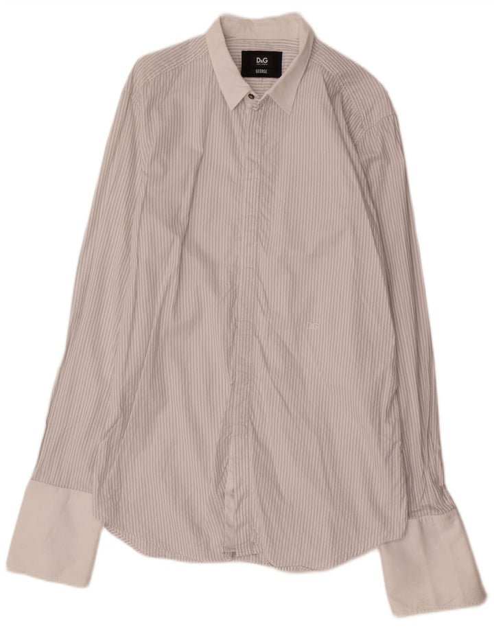 DOLCE & GABBANA Camicia formale George da uomo taglia 17 43 XL a righe bianche