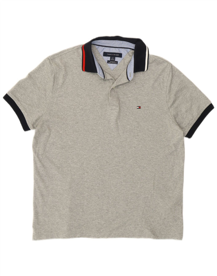 Polo da uomo Custom Fit Tommy Hilfiger piccola in cotone grigio