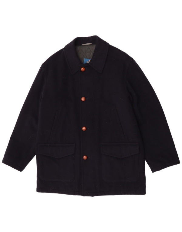 Cappotto da uomo Caesar UK 42 XL Lana vergine blu navy
