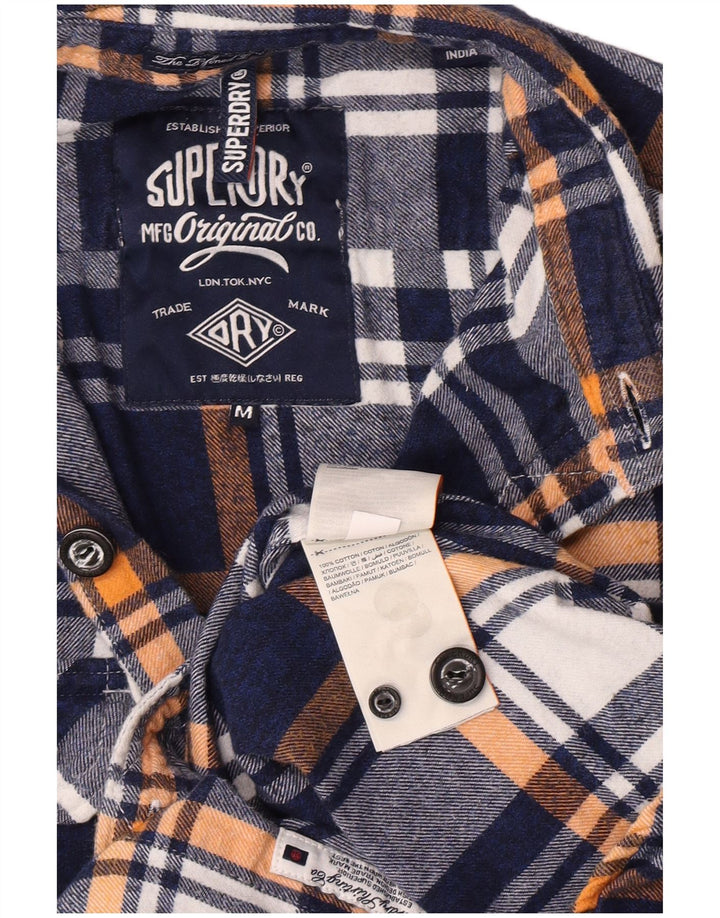 Camicia da uomo in flanella Superdry, cotone a quadri blu navy medio